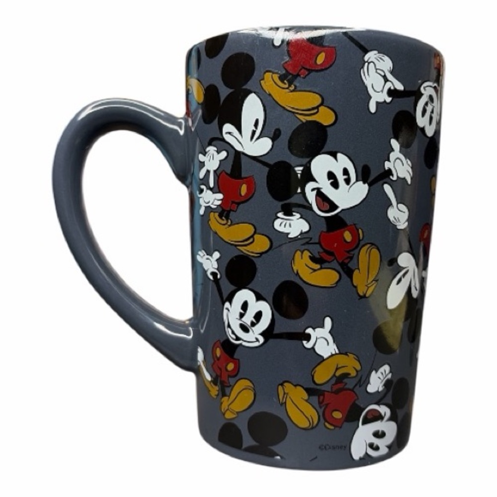 Disney Classic Mickey Mouse Mug Pie Eyed Gray Ceramic 16 fl oz